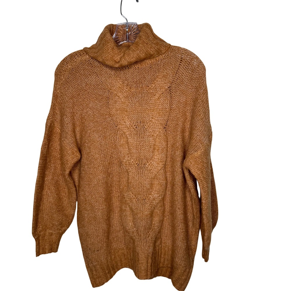 Aerie Women's Brown Cable Knit Turtleneck Sweater Small Cozy‎ Soft Wool Blend